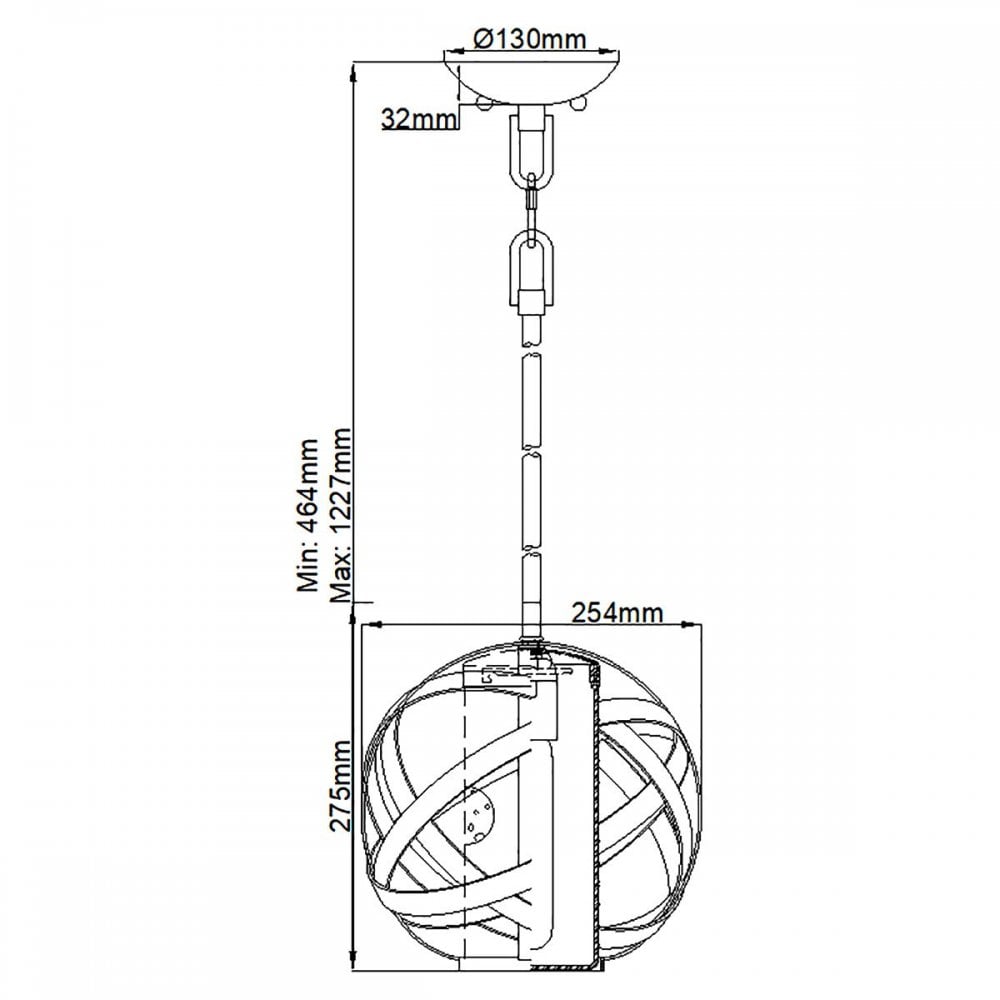 HK-CARSON-P Carson 1 Light Pendant Light Vintage Iron