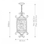 HK-CASA8 Casa 3 Light Chain Lantern Olde Black