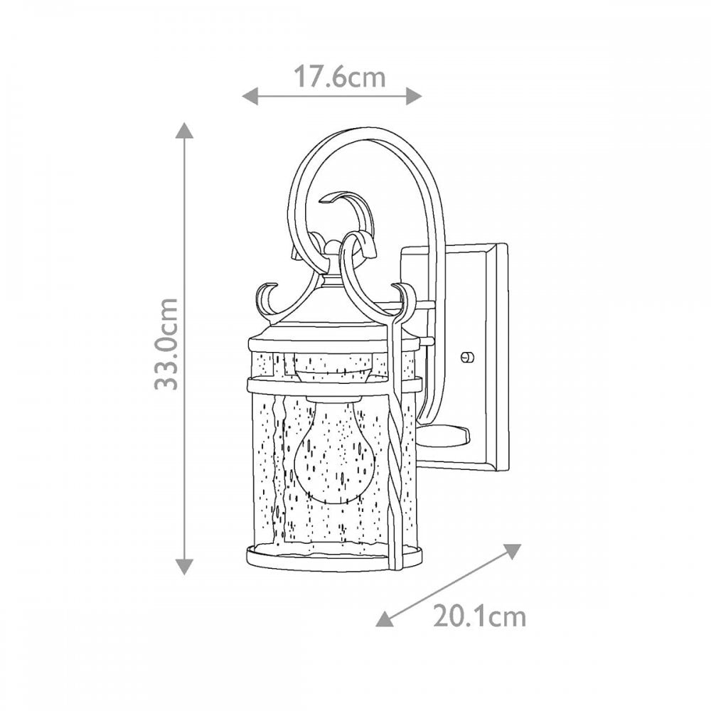 HK-CASA-S Casa 1 Light Wall Lantern Olde Black