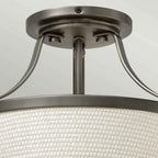 HK-CHARLOTTE-SF-AN Charlotte 3 Light Semi-Flush Antique Nickel, Linen Shade