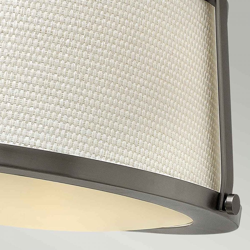 HK-CHARLOTTE-SF-AN Charlotte 3 Light Semi-Flush Antique Nickel, Linen Shade