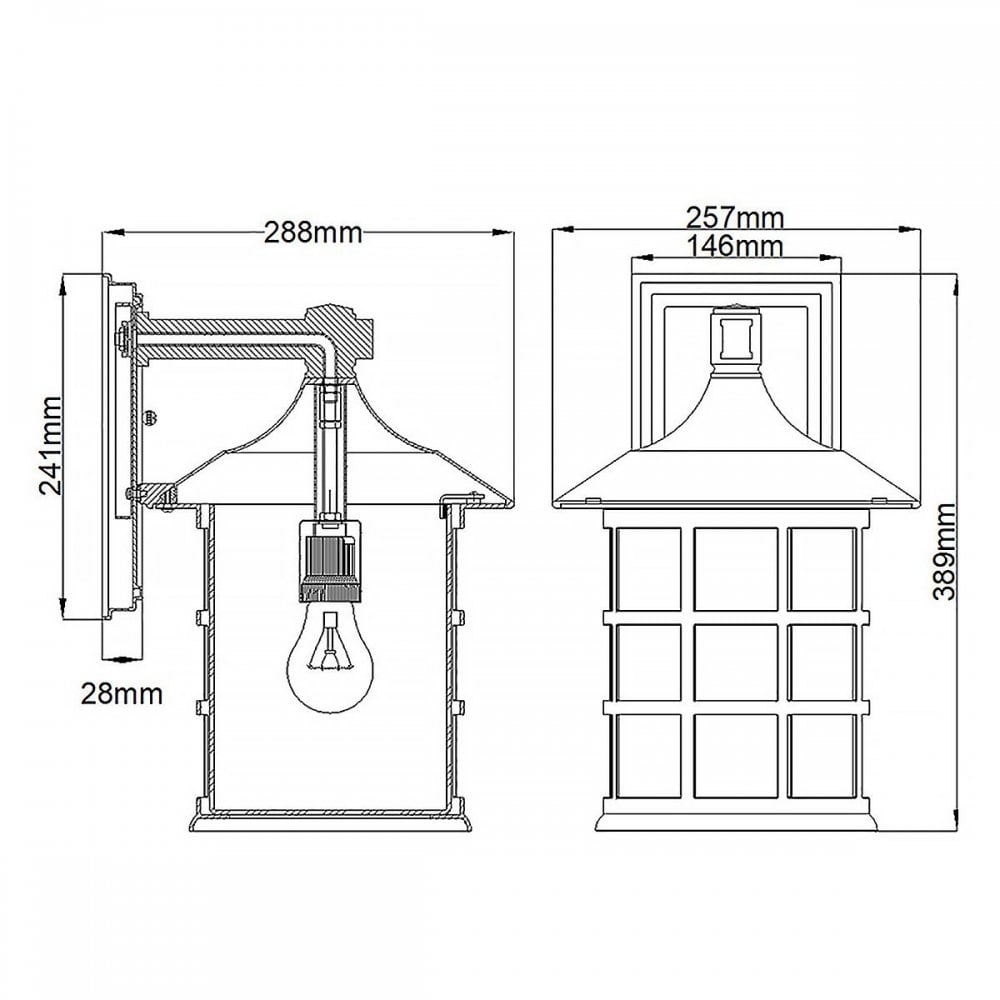HK-FREEPORT2-L-TWH Freeport 1lt Large Wall Lantern Textured White