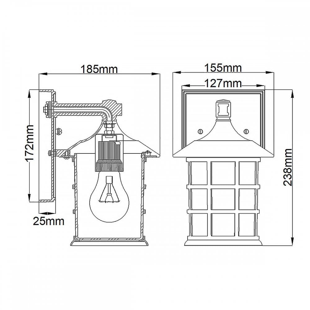 HK-FREEPORT2-S-TWH Freeport 1lt Small Wall Lantern Textured White