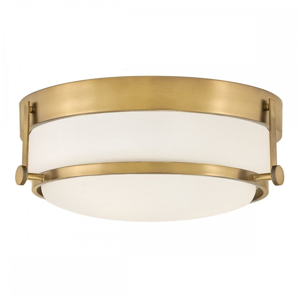 HK-HARPER-F-HB Harper 3 Light Flush Heritage Brass