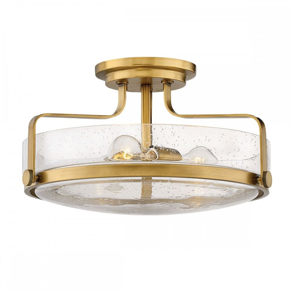 HK-HARPER-SFM-HB-CS Harper 3 Light Medium Semi-Flush Heritage Brass