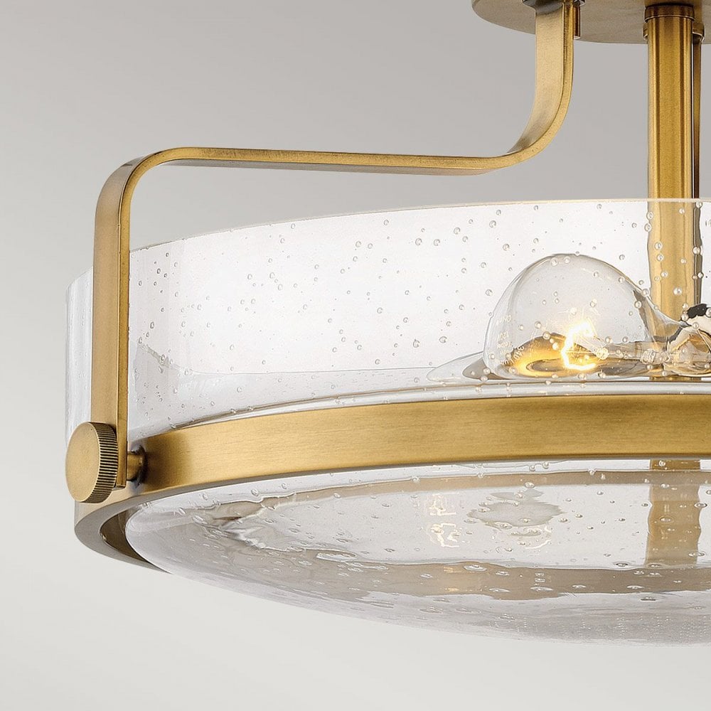 HK-HARPER-SFM-HB-CS Harper 3 Light Medium Semi-Flush Heritage Brass
