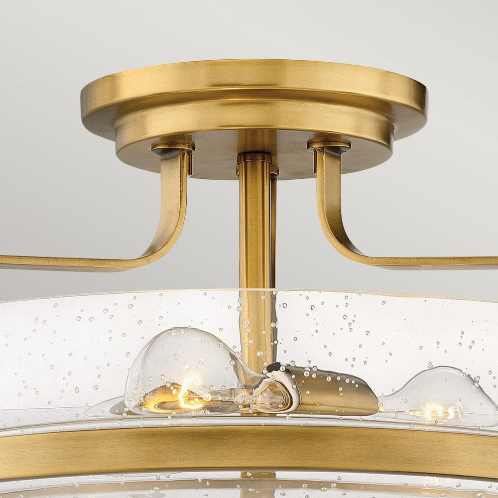 HK-HARPER-SFM-HB-CS Harper 3 Light Medium Semi-Flush Heritage Brass