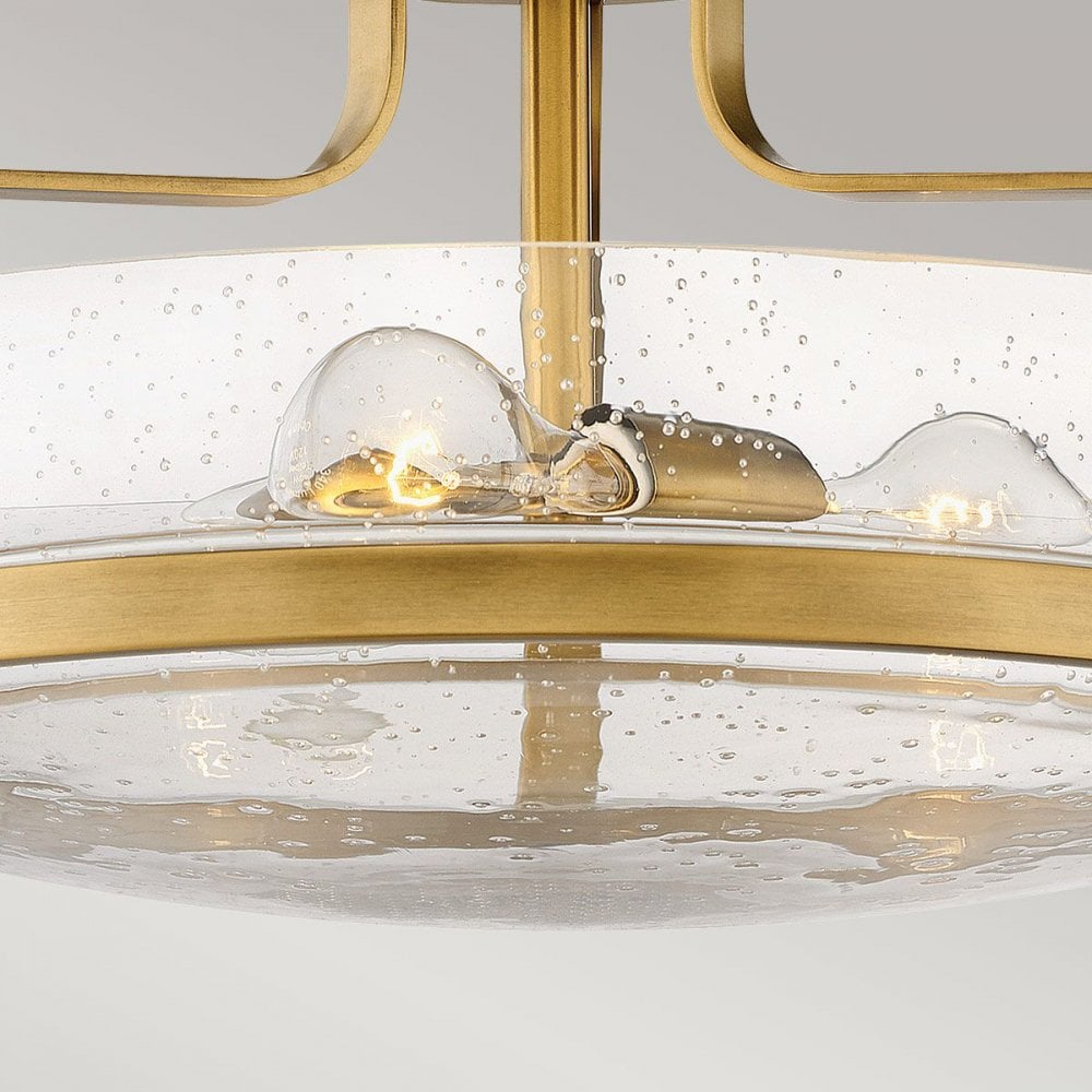 HK-HARPER-SFM-HB-CS Harper 3 Light Medium Semi-Flush Heritage Brass