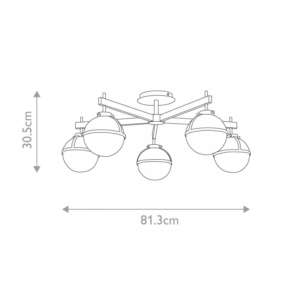 HK-HOLLIS-5-C-HB Hollis 5 Light Semi-Flush Heritage Brass