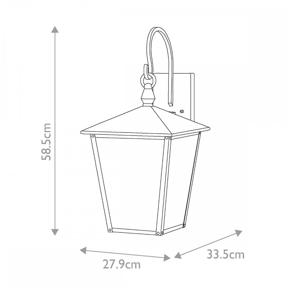 HK-HUNTERSFIELD2-L-BK Huntersfield 3 Light Large Wall Lantern Black