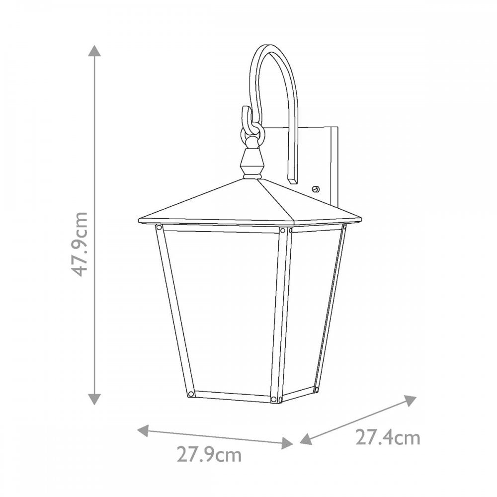 HK-HUNTERSFIELD2-M-BK Huntersfield 2 Light Medium Wall Lantern Black