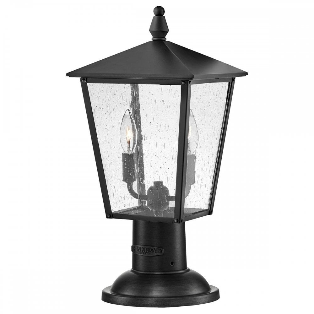 HK-HUNTERSFIELD3-M-BK Huntersfield 2 Light Medium Pedestal Lantern Black