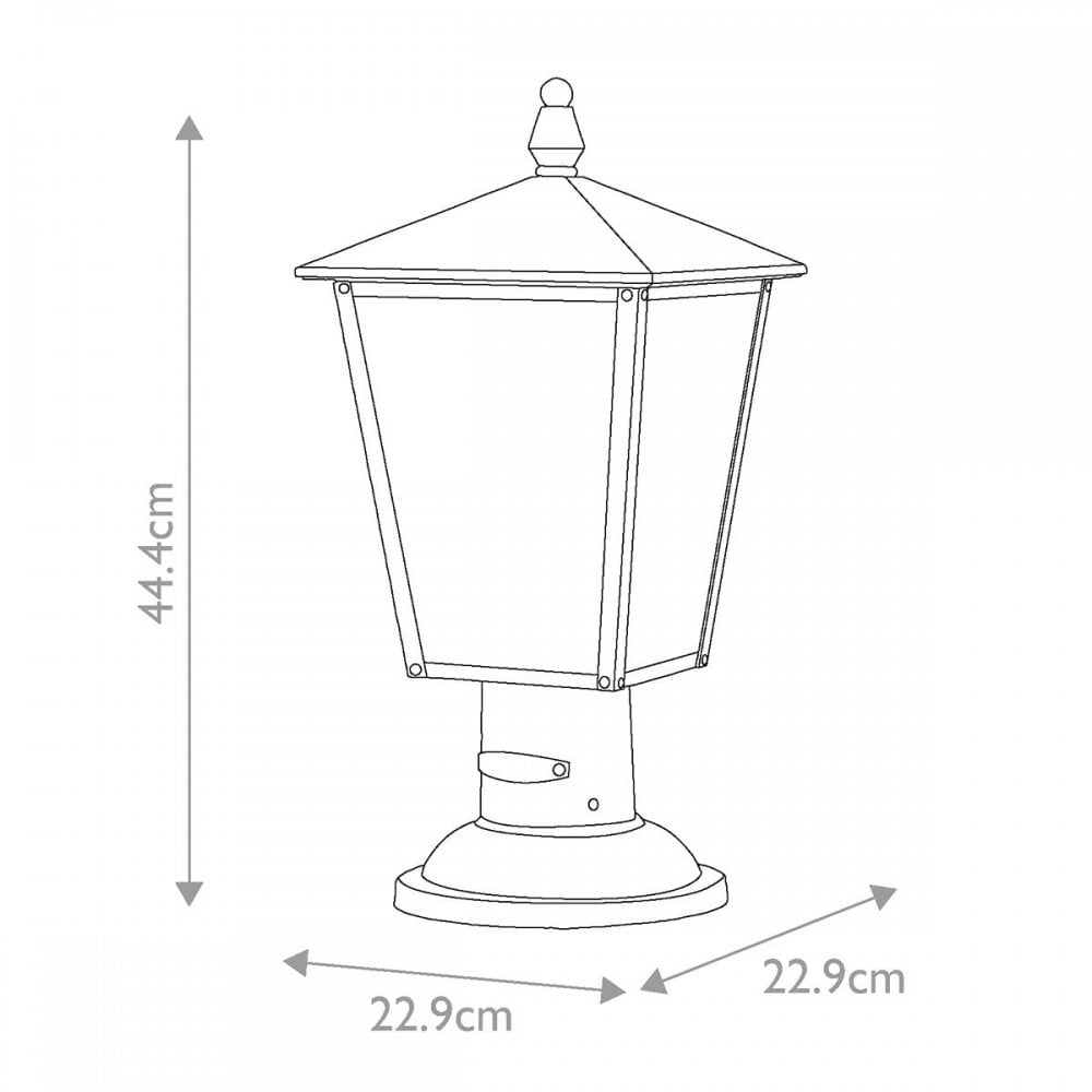 HK-HUNTERSFIELD3-M-BK Huntersfield 2 Light Medium Pedestal Lantern Black