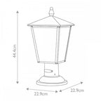 HK-HUNTERSFIELD3-M-BK Huntersfield 2 Light Medium Pedestal Lantern Black