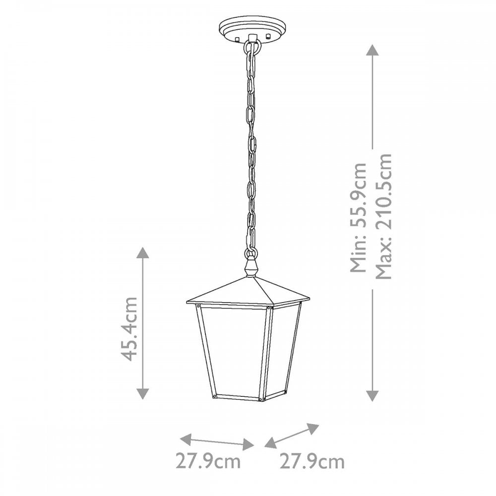 HK-HUNTERSFIELD8-L-BK Huntersfield 3 Light Large Chain Lantern Black