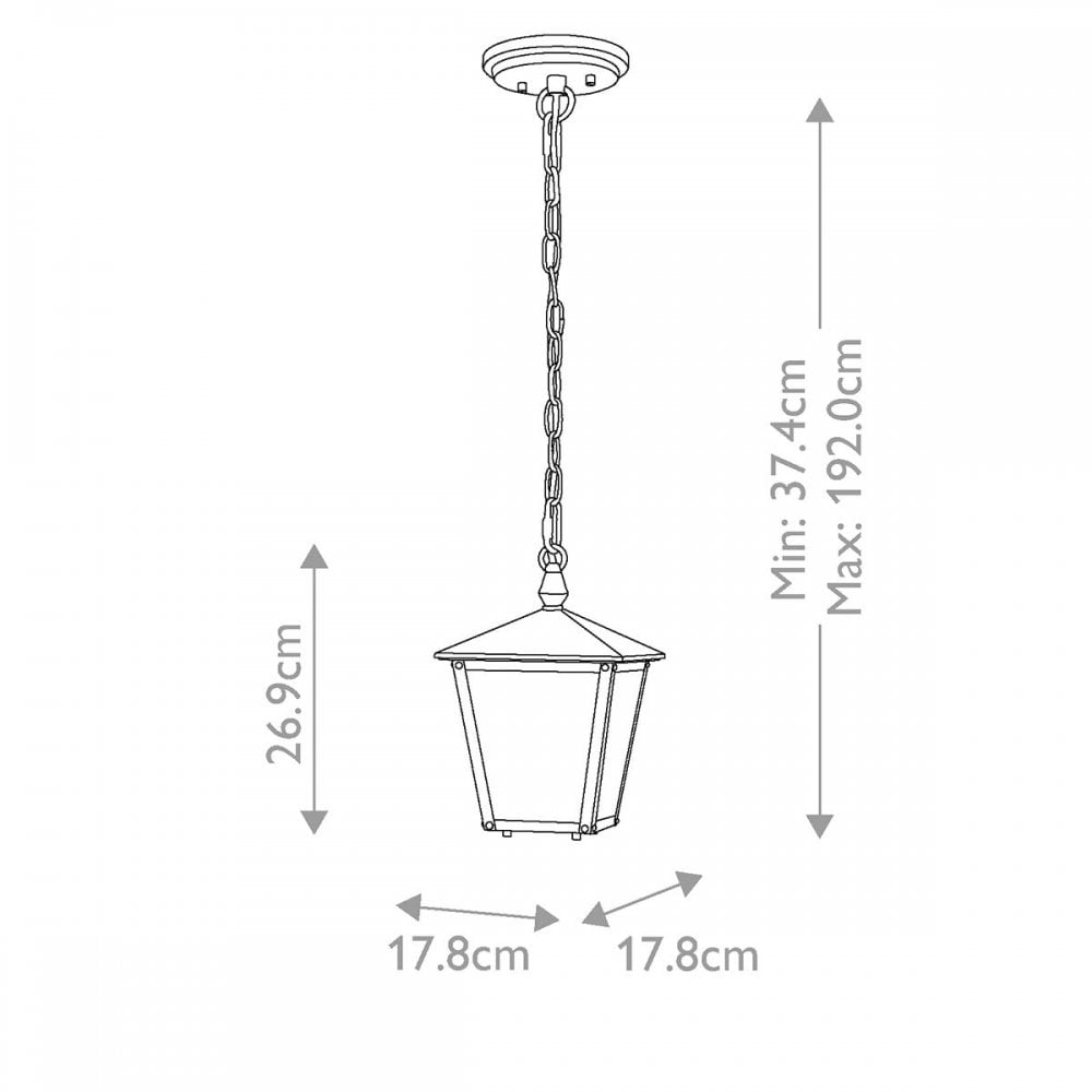 HK-HUNTERSFIELD8-S-BK Huntersfield 1 Light Small Chain Lantern Black