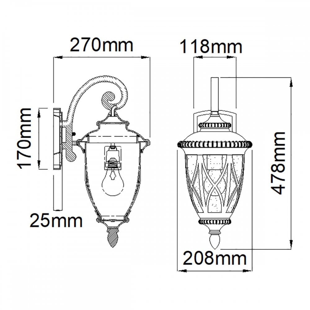 KL-ADMIRALS-COVE-M Admirals Cove 1 Light Medium Wall Lantern Textured Black