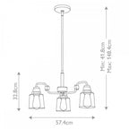 KL-AIVIAN3-WBR Aivian 3 Light Chandelier Weathered Brass