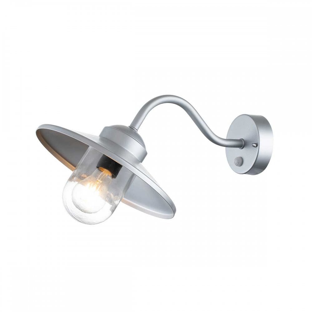 KLAMPENBORG-PIR-SIL Klampenborg 1 Light Wall Lantern with PIR Silver
