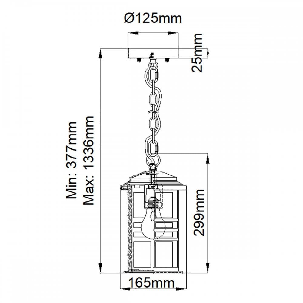 KL-BEACON-SQUARE8-OZ Beacon Square 1 Light Chain Lantern Olde Bronze