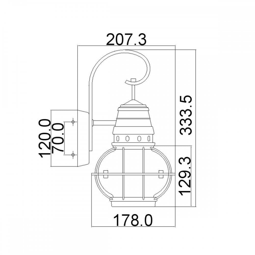 KL-BRIDGEPOINT-S-NBR Bridgepoint 1 Light Small Wall Lantern Natural Brass