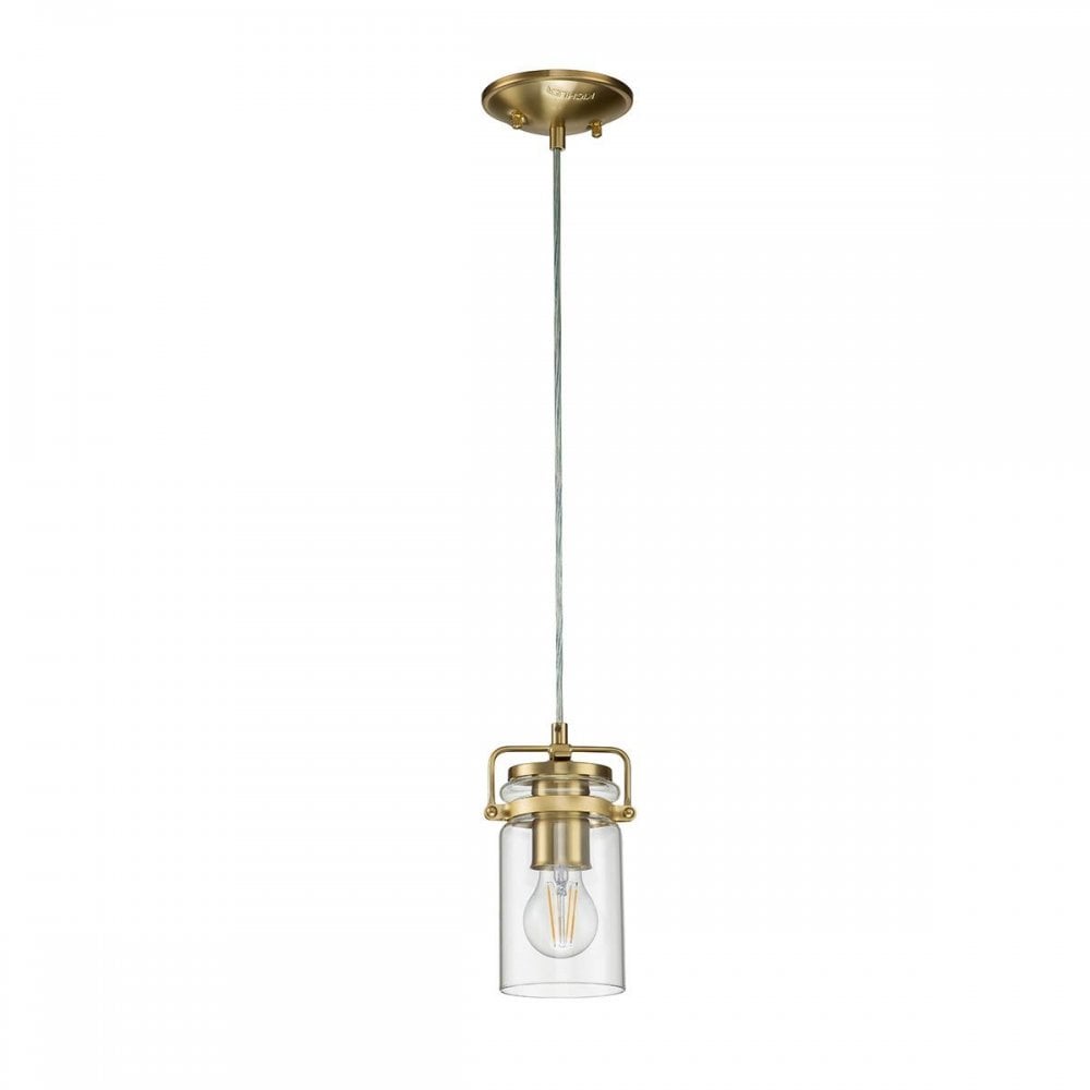 KL-BRINLEY-MP-BB Brinley 1 Light Mini Pendant Brushed Brass