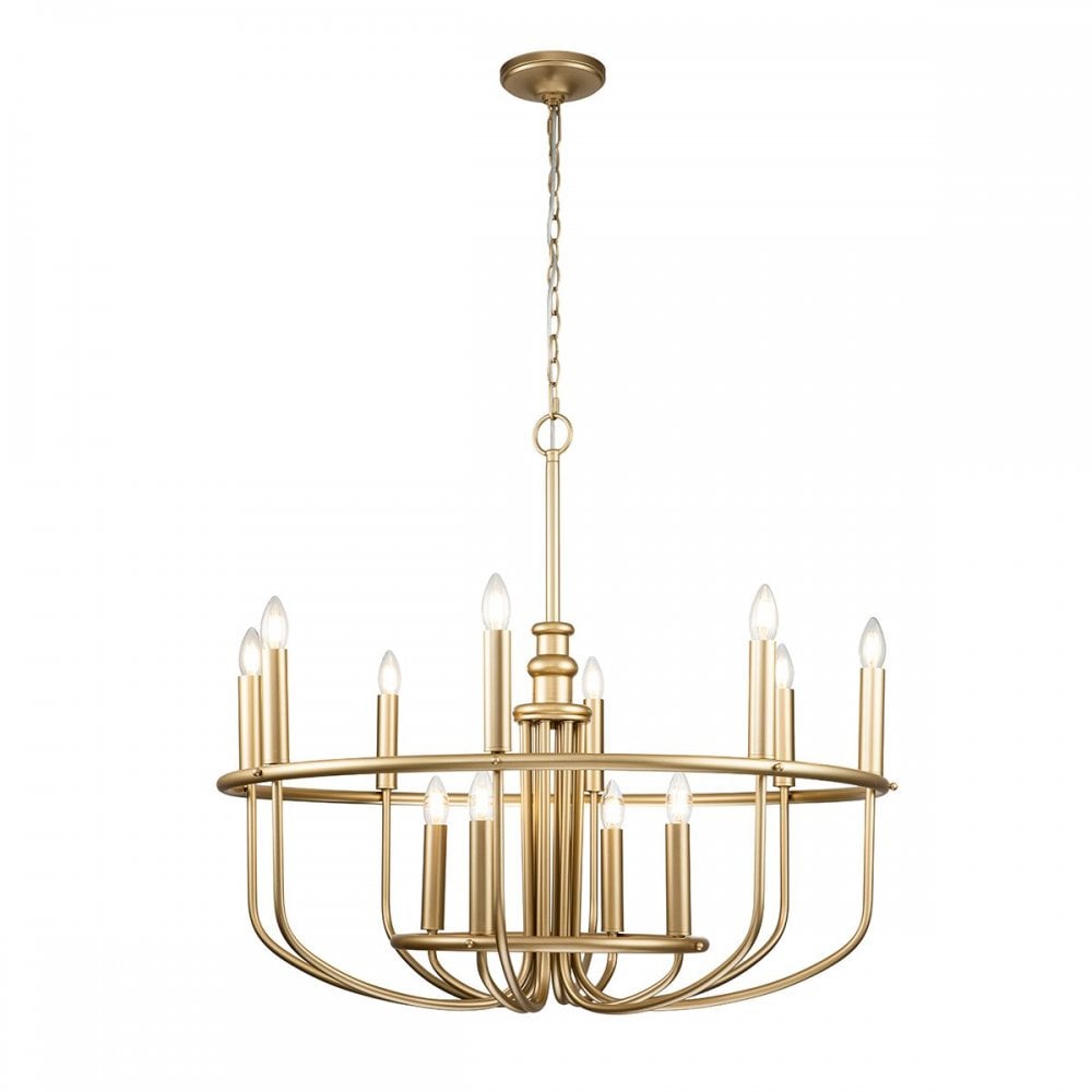KL-CAPITOL-HILL12-PNBR Capitol Hill 12lt Chandelier Painted Natural Brass