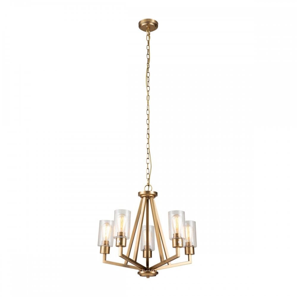 KL-DERYN5-NBR Deryn 5 Light Chandelier Natural Brass