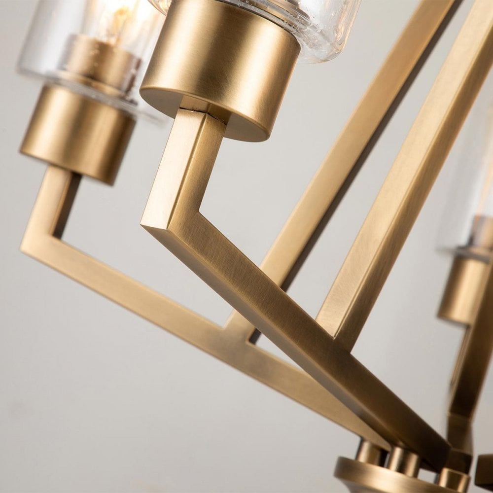 KL-DERYN5-NBR Deryn 5 Light Chandelier Natural Brass