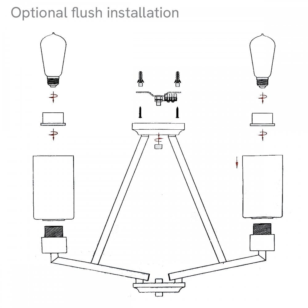 KL-DERYN5-NBR Deryn 5 Light Chandelier Natural Brass