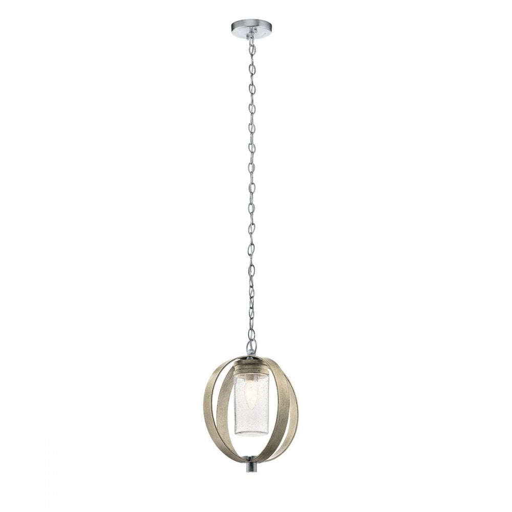 KL-GRAND-BANK-P-DAG Grand Bank 1 Light Outdoor Pendant Distressed Antique Grey & Brushed Aluminium