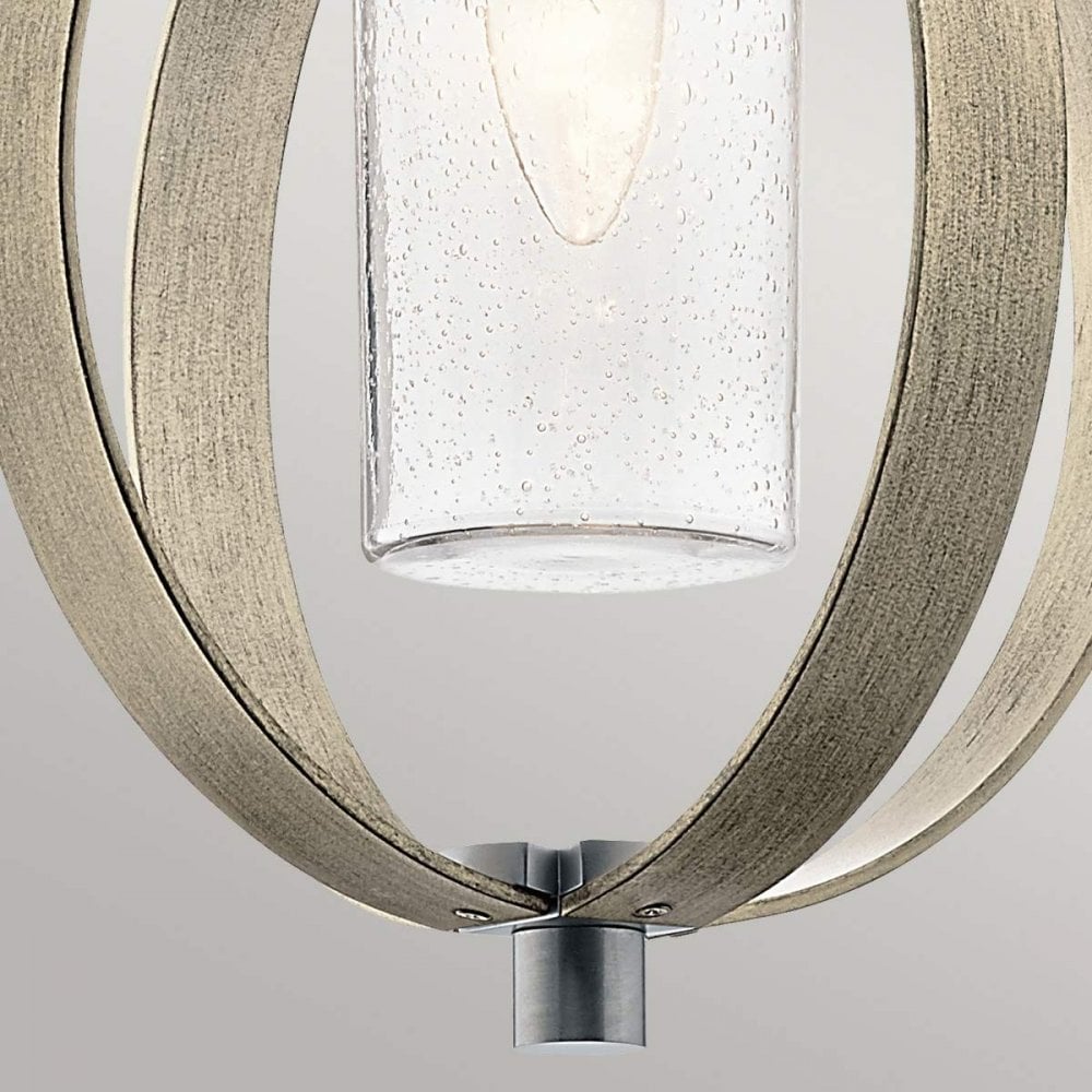 KL-GRAND-BANK-P-DAG Grand Bank 1 Light Outdoor Pendant Distressed Antique Grey & Brushed Aluminium