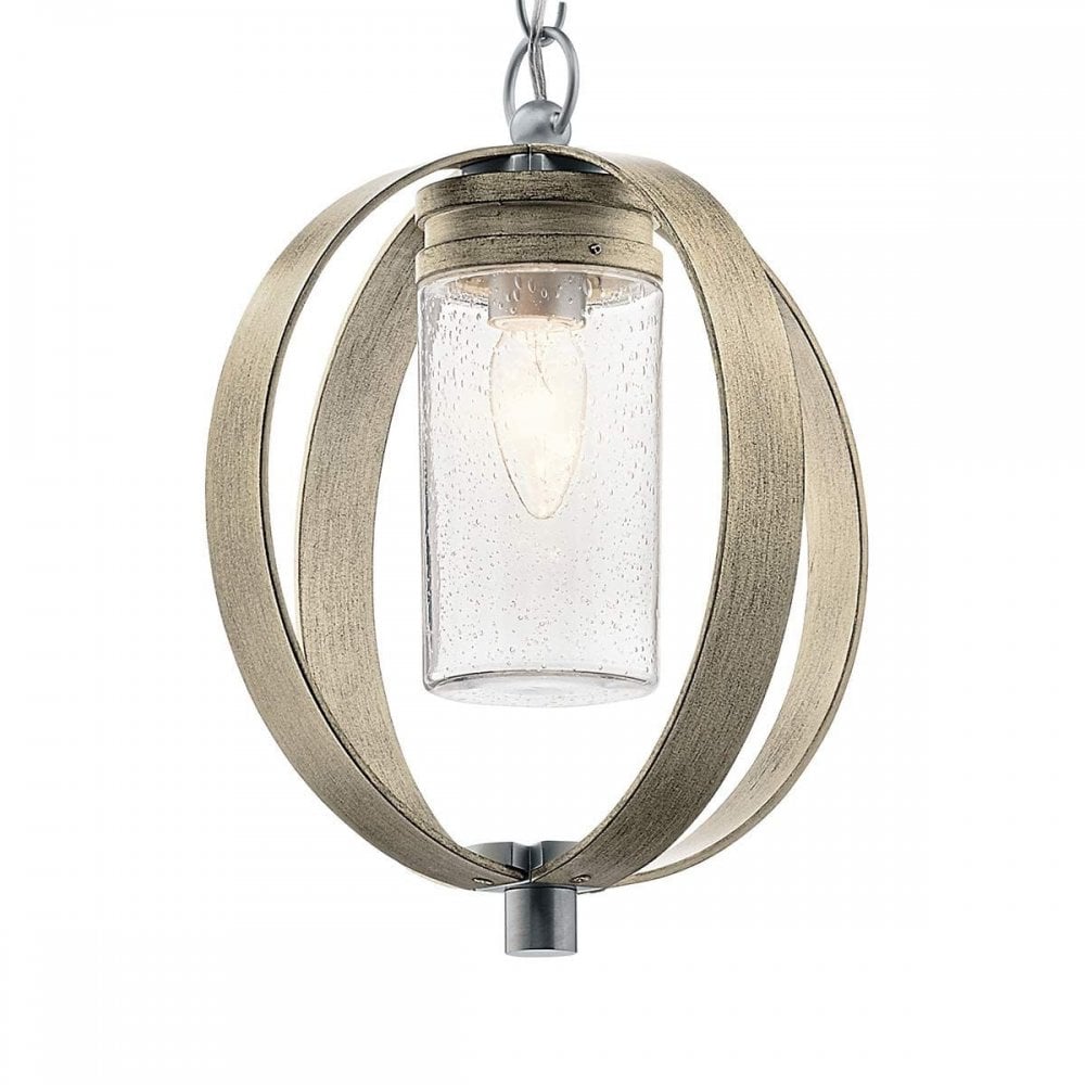 KL-GRAND-BANK-P-DAG Grand Bank 1 Light Outdoor Pendant Distressed Antique Grey & Brushed Aluminium