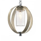 KL-GRAND-BANK-P-DAG Grand Bank 1 Light Outdoor Pendant Distressed Antique Grey & Brushed Aluminium