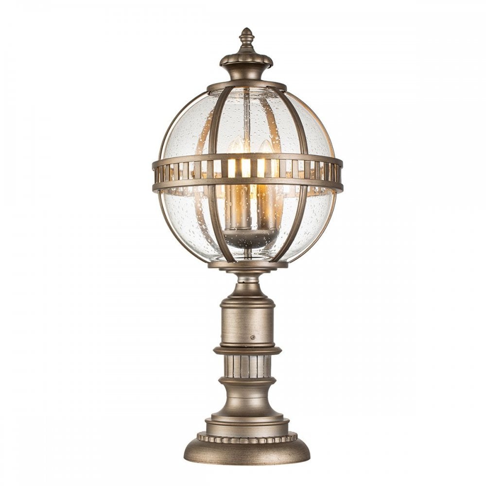 KL-HALLERON-3M-BU Halleron 3 Light Pedestal Lantern Burnished Bronze