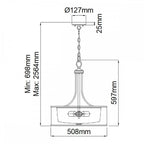 KL-LACEY-P-L-AP Lacey 4 Light Large Pendant Antique Pewter