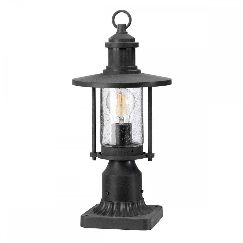 KL-RIVERWOOD3-M Riverwood 8" Pedestal Lantern Weathered Zinc