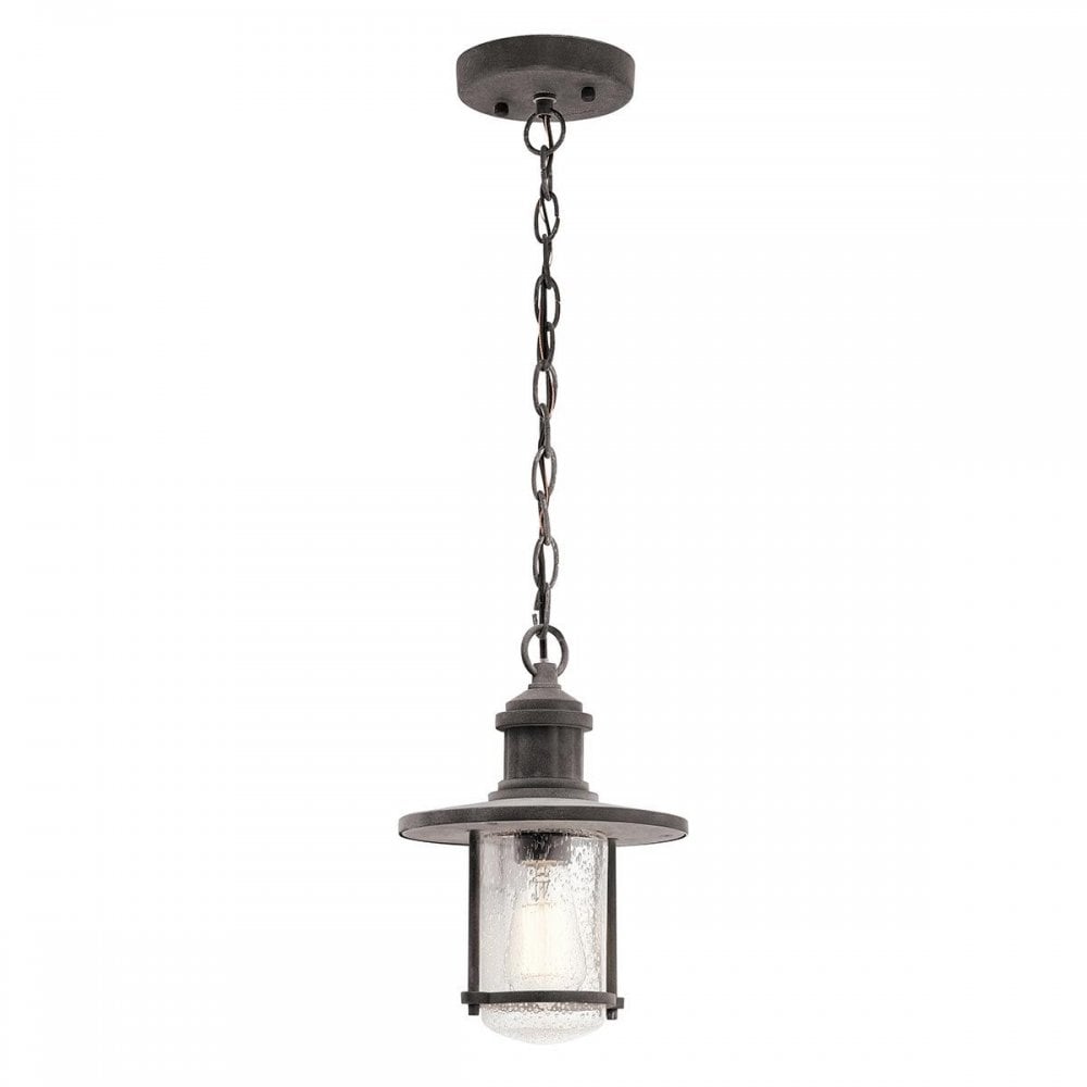 KL-RIVERWOOD8-M Riverwood 8" Chain Lantern Weathered Zinc