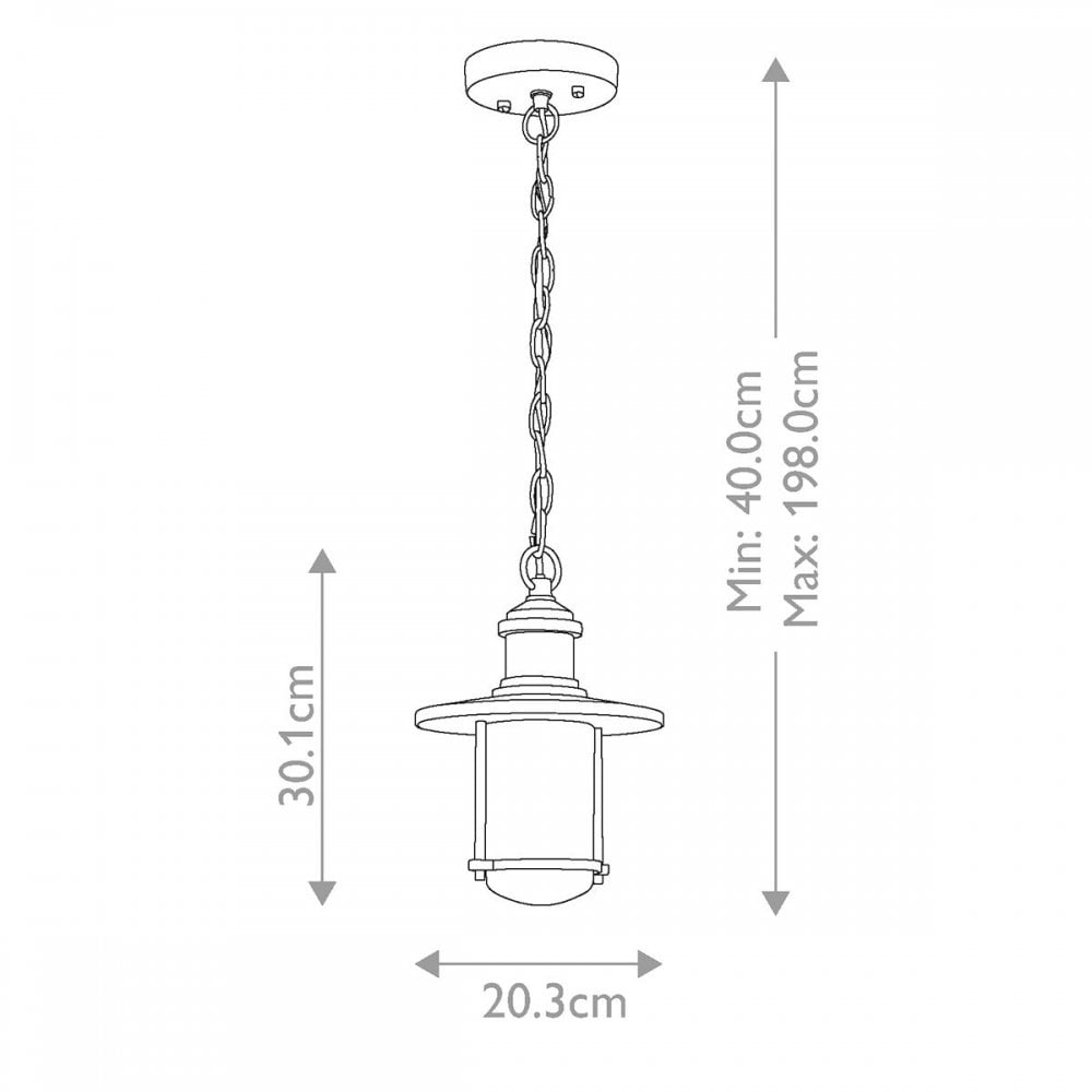 KL-RIVERWOOD8-M Riverwood 8" Chain Lantern Weathered Zinc