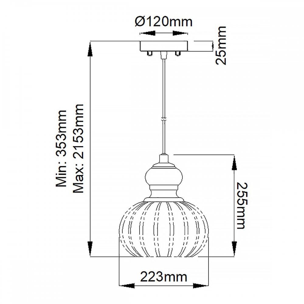KL-RIVIERA-P-A Riviera 1 Light Pendant - A Brushed Nickel