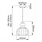 KL-RIVIERA-P-A Riviera 1 Light Pendant - A Brushed Nickel