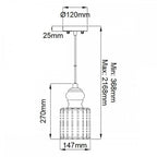 KL-RIVIERA-P-B Riviera 1 Light Pendant - B Brushed Nickel