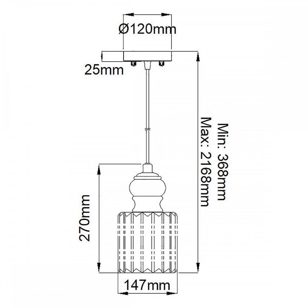 KL-RIVIERA-P-B Riviera 1 Light Pendant - B Brushed Nickel