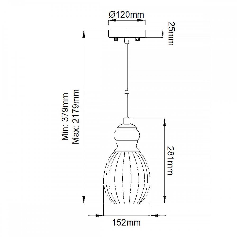 KL-RIVIERA-P-C Riviera 1 Light Pendant - C Brushed Nickel