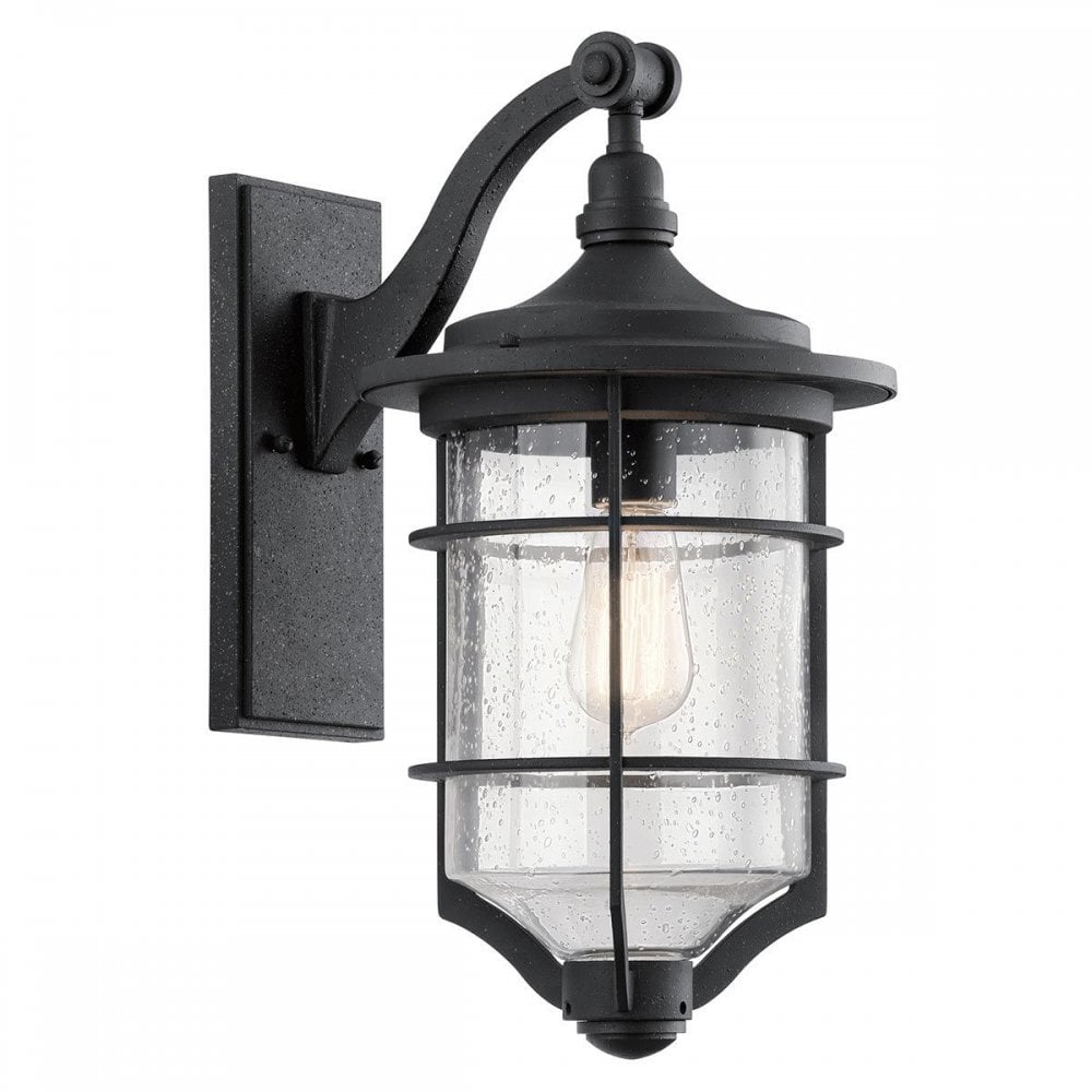 KL-ROYAL-MARINE2-M Royal Marine 1 Light Medium Wall Lantern Distressed Black