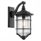 KL-ROYAL-MARINE2-M Royal Marine 1 Light Medium Wall Lantern Distressed Black