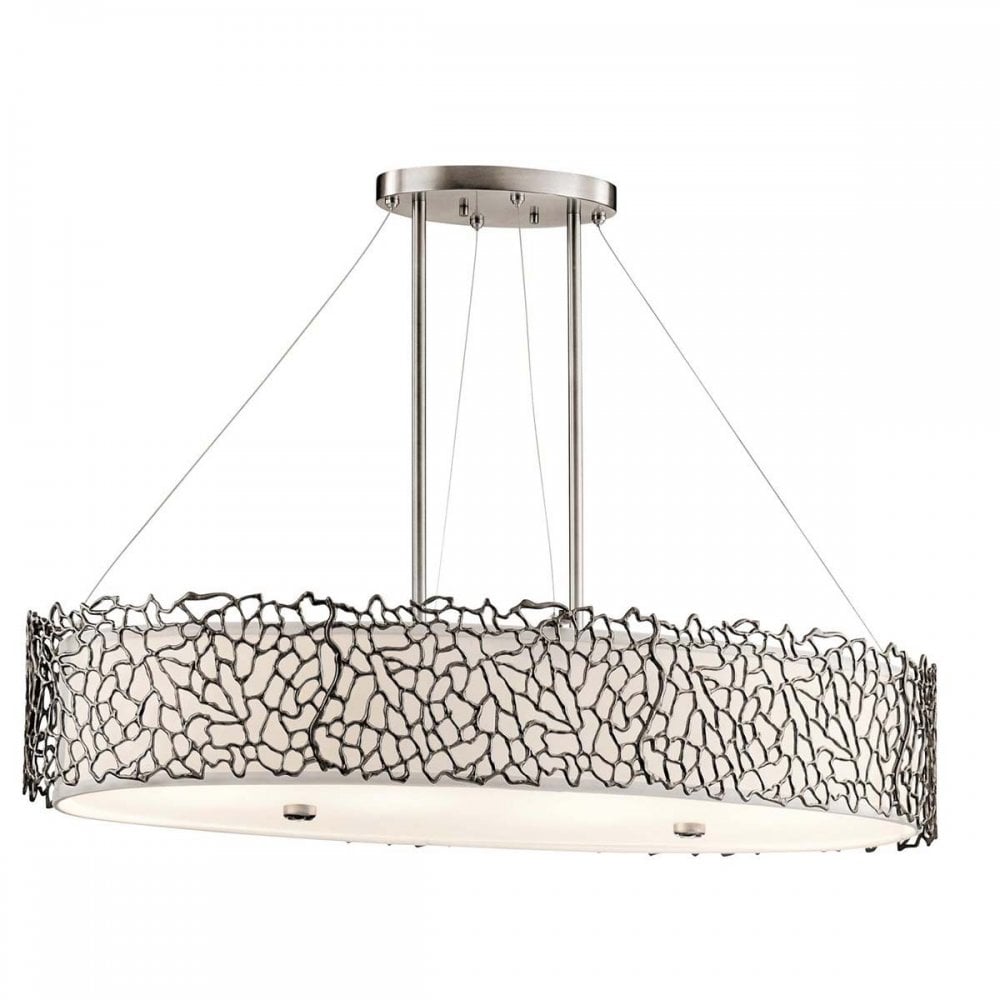 KL-SILVER-CORAL-ISLE Silver Coral 4 Light Oval Island Light Classic Pewter