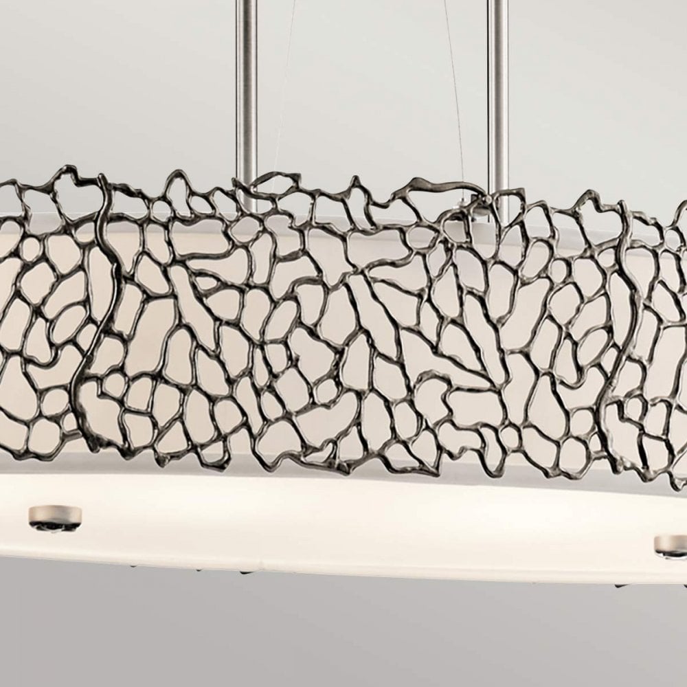 KL-SILVER-CORAL-ISLE Silver Coral 4 Light Oval Island Light Classic Pewter