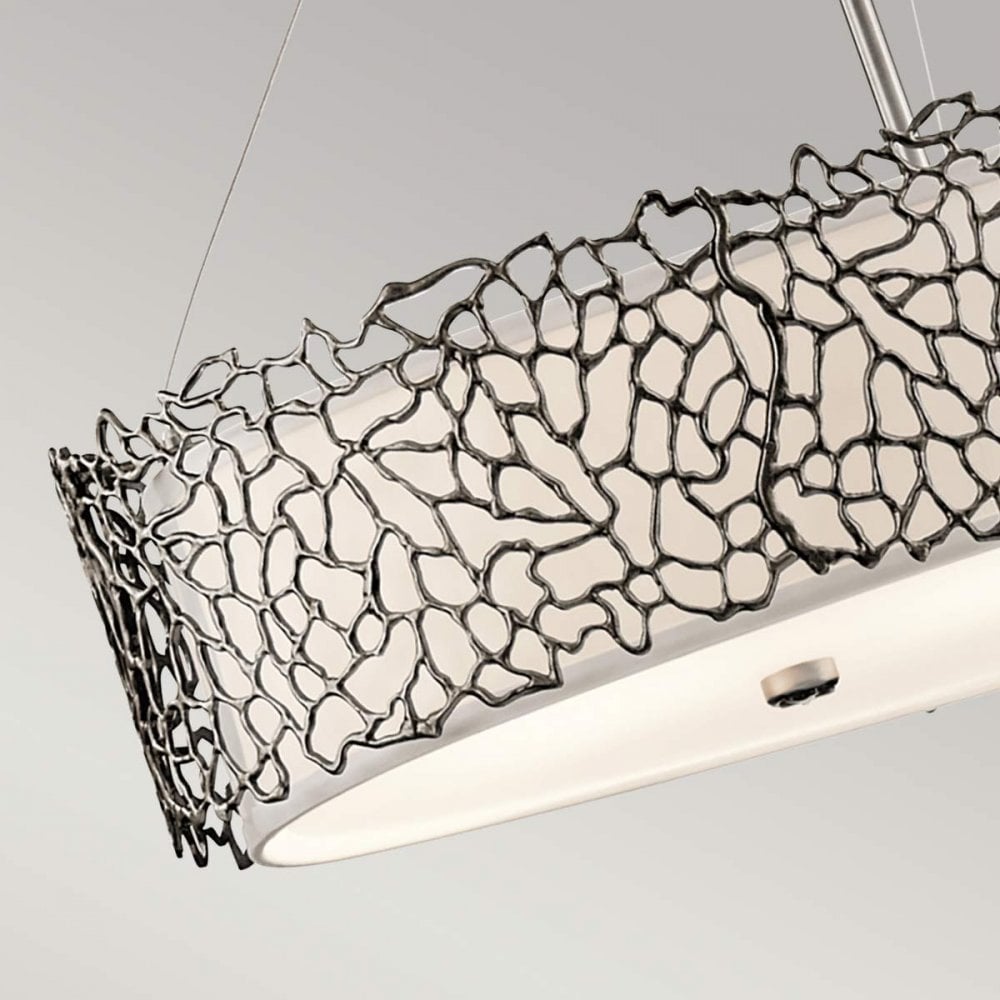 KL-SILVER-CORAL-ISLE Silver Coral 4 Light Oval Island Light Classic Pewter