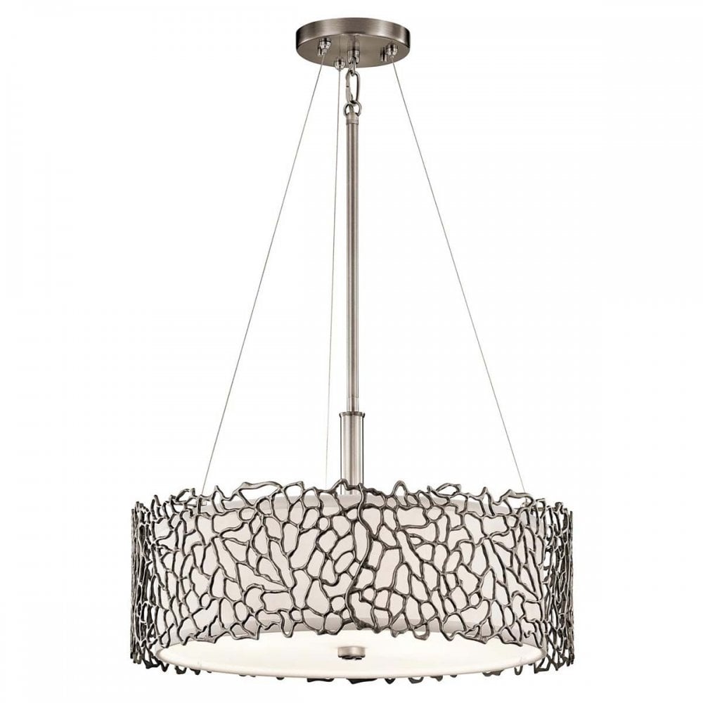 KL-SILVER-CORAL-P-A Silver Coral 3 Light Duo-Mount Pendant Classic Pewter